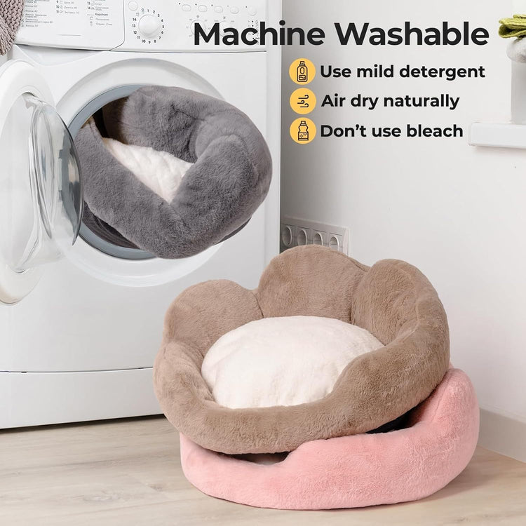 MEWOOFUN Cat Bed And Small Dog Bed, Fluffy Dog Bed Washable Cat Couch