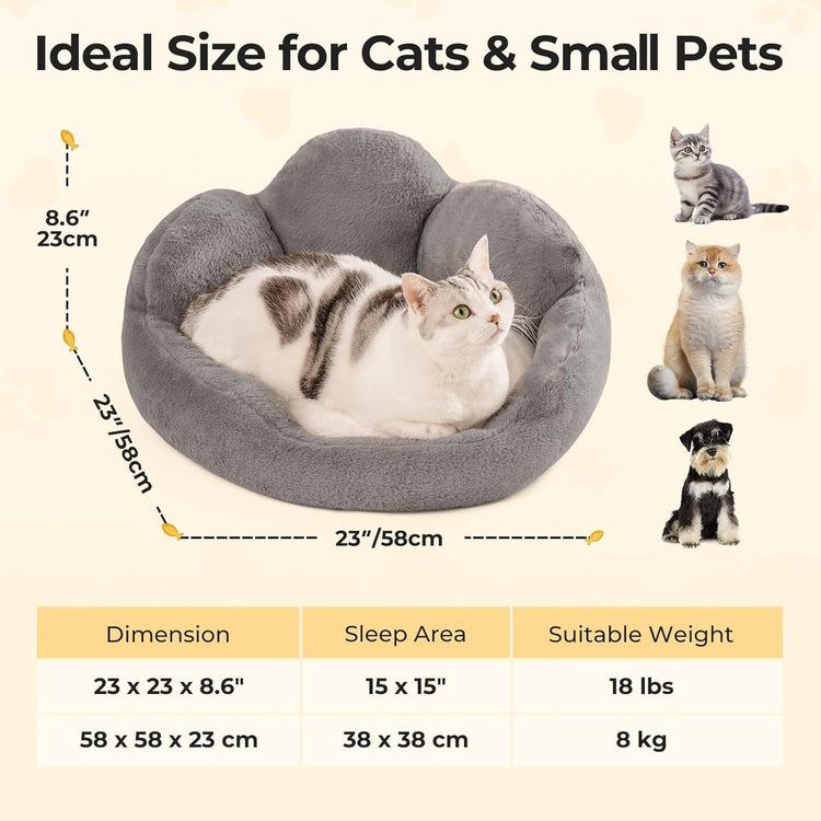 MEWOOFUN Cat Bed And Small Dog Bed, Fluffy Dog Bed Washable Cat Couch
