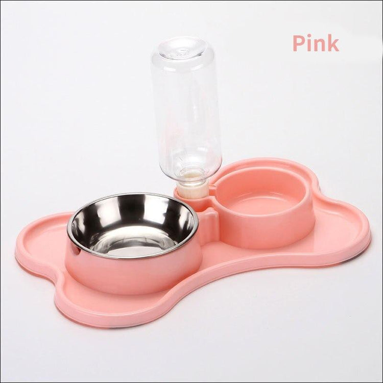 Cat Bowl Non-slip Pet Double Bowls Automatic Water Dispenser Puppy