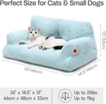 MEWOOFUN Plush Cat Bed For Indoor Cats - Washable 26x19x13 Inch Pet