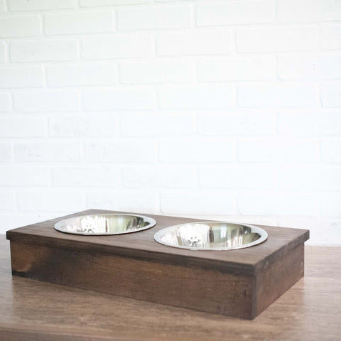 Dog Food Stand, Wooden Pet Feeder with Stainless Steel Bowls