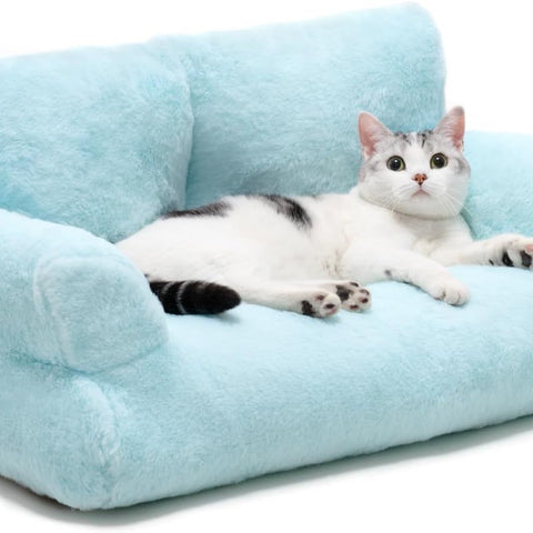 MEWOOFUN Plush Cat Bed For Indoor Cats - Washable 26x19x13 Inch Pet