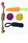 Dog Rope Toy 5in1 Chew Squeaky Rubber Training Set