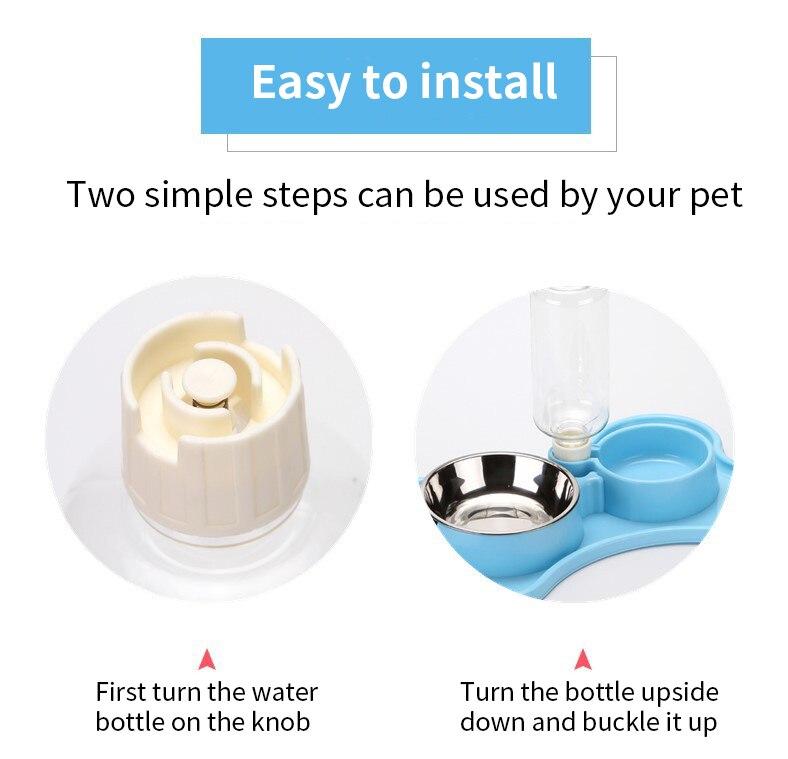 Cat Bowl Non-slip Pet Double Bowls Automatic Water Dispenser Puppy