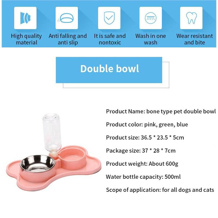Cat Bowl Non-slip Pet Double Bowls Automatic Water Dispenser Puppy