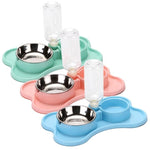 Cat Bowl Non-slip Pet Double Bowls Automatic Water Dispenser Puppy