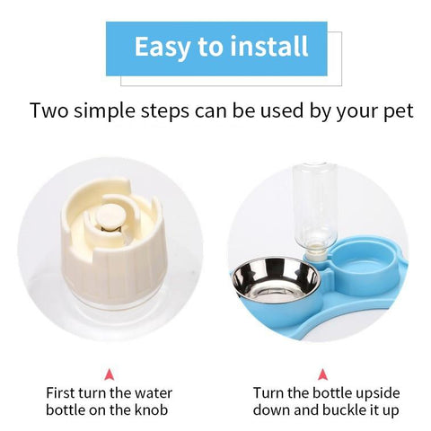 Cat Bowl Non-slip Pet Double Bowls Automatic Water Dispenser Puppy